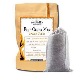 Organic Fire Cider Mix Spiced Curry – Apple Cider Vinegar Infusion Blend with Ginger, Garlic, Horseradish, Curry, Cayenne, & More – DIY Immune-Boosting Herbal Tonic - Makes 20oz+