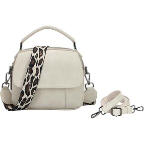 Crossbody Camera Bag for Women Vegan Leather Shoulder Bag Small Triple Zip Handbag Cross Body Purse with Guitar Strap