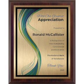 Appreciation Plaque Personalized - Employee Recognition Award - Customized with Modern Design - Select Your Size - Customize Now (8x10) Gold in Saudi Arabia