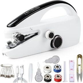 Handheld Sewing Machine, Mini Electric Handy Sewing Machine, Quick Portable Mending Machine, perfect for Beginners Sewing Curtain DIY Fabric Cloth Jeans Pet Clothes Home Travel Use(Black)