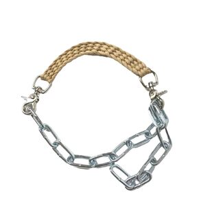 goat show collar with chain tan
