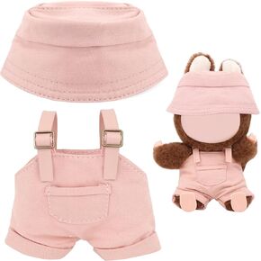 15cm-17cm Dolls Clothes with Adjustable Straps & Cute Hat for Girls, Summer Overalls Outfits Clothing Set for 17 CM Doll, Cute Fashion Ropa De for Have a Seat Doll Daily Wear-Blue