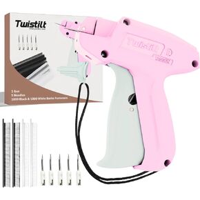 Stitch Gun for Clothes, Handheld Clothing Tag Gun for Quick Clothing Fixes, Tagging Gun Includes 6 Needles, 1000 Black & 1000 White Fasteners (Pink)