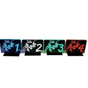 LED Glowing Table Number - Set of 4 - Neon Table Number - Table Centerpiece - Glowing Event Decor - 9 Volt Battery Operated – 10 color choices – Made in the USA!