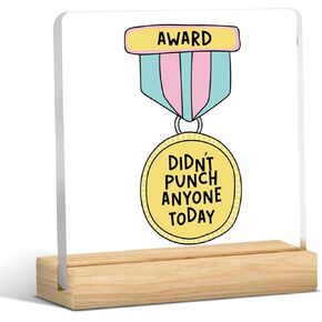 Funny Office Desk Sign Funny Team Office Gifts for Cat Lover Coworkers Colleague Humorous Saying Decoration for Work Acrylic Signs 4 x 4 inches