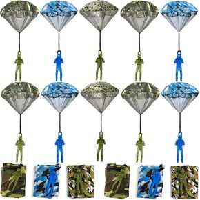 15PCS Army Camo Parachute Toys for Kids Hand Throwing Outdoor Games, Army Men Action Figures Tangle Free Throwing Parachute Outside Toys Gifts for Kid Ages 3-16