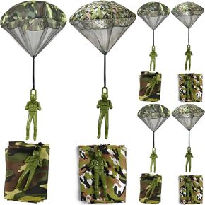 6PCS Army Camo Parachute Toys Hand Throwing Kids Outdoor Games Toys ，Army Men Action Figures Tangle Free Throwing Toy Parachute Outside Gifts for Kids Ages 3-16