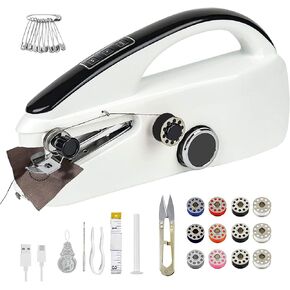 Handheld Sewing Machine for Beginners, Portable Mini Hand Sewing Machine for Quick Stitching, Electric Lightweight Easy to Use, Travel & DIY, Emergency Repairs for Clothes & Fabrics Black