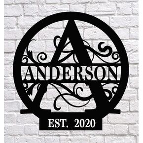 Personalized Metal Monogram Sign EST. Wedding Gift. Family Name Sign. Outdoor Name Sign. Anniversary. Last Name Sign. Metal Sign. Front Door.