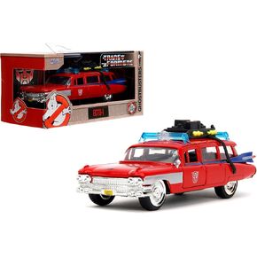 Jada Hollywood Rides Transformers x Ghostbusters Ecto-1 G1 Mashup - Die-cast Car with Opening Doors, 1:32 Scale, Ages 8+ (40th Anniversary Edition)