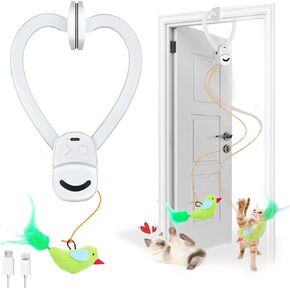 Interactive Cat Toys for Indoor Cats Automatic Electric Flying Bird Feather Wand Toy - Best Kitten & Adult Cat Enrichment Stimulation Toy Hanging Electric Kitty Toys for Bored Cats