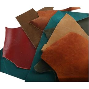 Leather Scrap - Large Pieces of Full Grain Leather Cowhide Remnants Bag - Design & Make Crafts - Mixed Colors (1 Lbs)