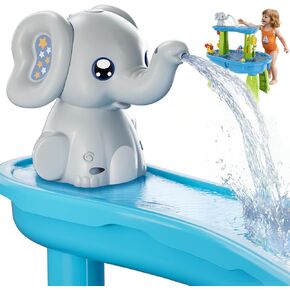 Water Table Pump with Cordless & Rechargeable, Elephant Water Pump Continuous Flow, Outdoor Sand/Water Table Accessories, Summer Beach Toys Gifts for Toddlers Kids, Gray