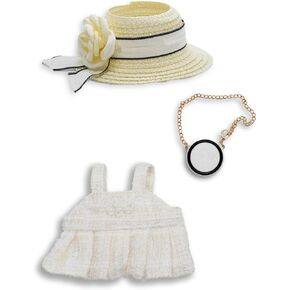 Labub Cloths for 17cm Dolls ، مجموعة أنيقة فاخرة مجموعة مجموعة أزياء متطورة من 3 قطع بما في ذلك قبعة وملابس وحقيبة مع إكسسوارات دمى متميزة للعب والعرض (الأزرق)