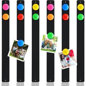 18 Pcs Magnet Bulletin Board Strips 11.81 x 1.1 Inches Frameless Stainless Iron Board Strip with Colorful Magnet Self Adhesive Memo Strip for for Office Home Wall Photo (Black)