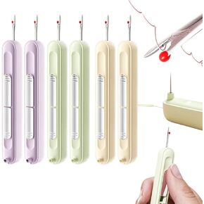 Bloame Needle Threader, 2 in 1 Automatic Needle Threaders Seam Ripper, 2-in-1 Adjustable Seam Guide with Built-In, Embroidery Stitch Plug-In Needle Threaders Rippers for Sewing (2pcs)