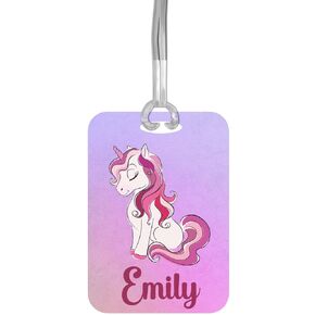 Unicorn Gifts for Girls, Personalized Backpack Name Tag with Strap, Kids Luggage Bag Accessory, Cute Birthday Present