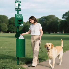Dog Waste Station - Durable Dog Poop Trash Can Outside with 10-Gallon Capacity, Poop Bag Dispenser, and Convenient Lid, Pet Waste Station for Easy Clean-Up in Parks, Yards, and Public Spaces