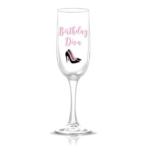 Personalized Birthday Diva Glass Champagne Flute