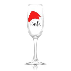 Custom Christmas Gift - Personalized Santa Hat Champagne Glass