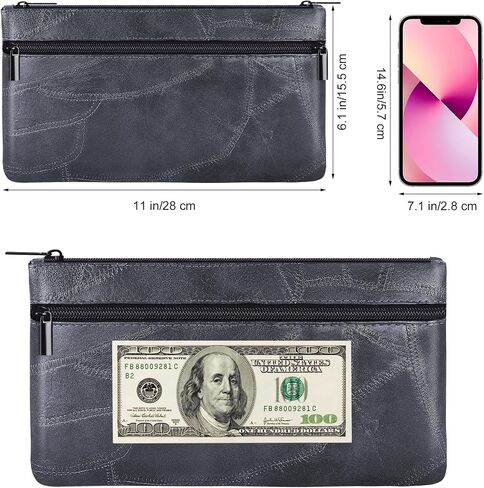 حقيبة أموال من Hautoco مع Zipper 11 × 6.1 بوصة حقيبة إيداع منقوشة مع حقيبة بنك Pu الجلدية المبطنة اثنين in Saudi Arabia