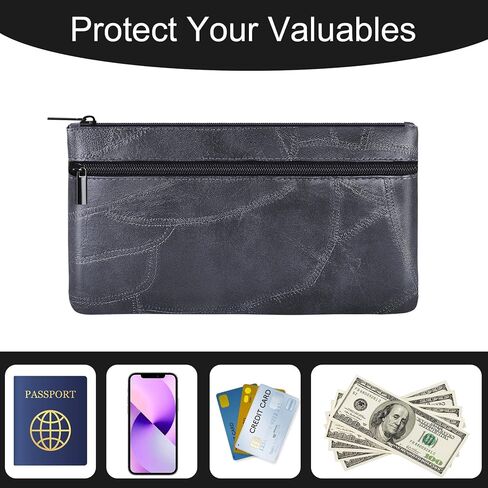 حقيبة أموال من Hautoco مع Zipper 11 × 6.1 بوصة حقيبة إيداع منقوشة مع حقيبة بنك Pu الجلدية المبطنة اثنين in Saudi Arabia