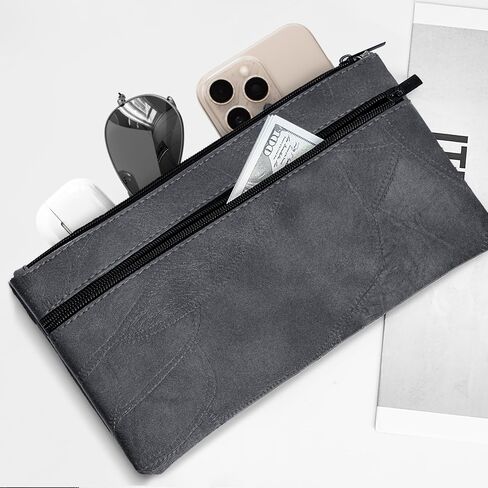 حقيبة أموال من Hautoco مع Zipper 11 × 6.1 بوصة حقيبة إيداع منقوشة مع حقيبة بنك Pu الجلدية المبطنة اثنين in Saudi Arabia