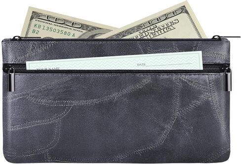حقيبة أموال من Hautoco مع Zipper 11 × 6.1 بوصة حقيبة إيداع منقوشة مع حقيبة بنك Pu الجلدية المبطنة اثنين in Saudi Arabia