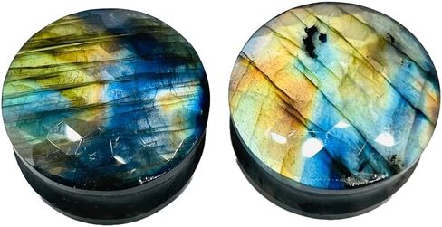 Labradorite Gemstone مزدوج الأذن مزدوج الأذن مقاييس Naga مقاييس الجسم الثقب 8g 3m إلى 2-1/8 "54mm (زوج من 1) (00g (10 مم)) in Saudi Arabia