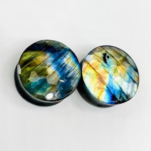Labradorite Gemstone مزدوج الأذن مزدوج الأذن مقاييس Naga مقاييس الجسم الثقب 8g 3m إلى 2-1/8 "54mm (زوج من 1) (00g (10 مم)) in Saudi Arabia