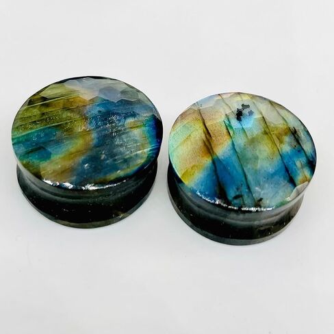 Labradorite Gemstone مزدوج الأذن مزدوج الأذن مقاييس Naga مقاييس الجسم الثقب 8g 3m إلى 2-1/8 "54mm (زوج من 1) (00g (10 مم)) in Saudi Arabia
