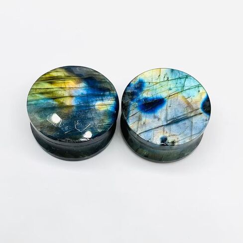 Labradorite Gemstone مزدوج الأذن مزدوج الأذن مقاييس Naga مقاييس الجسم الثقب 8g 3m إلى 2-1/8 "54mm (زوج من 1) (00g (10 مم)) in Saudi Arabia