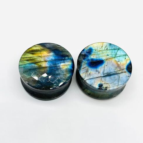Labradorite Gemstone مزدوج الأذن مزدوج الأذن مقاييس Naga مقاييس الجسم الثقب 8g 3m إلى 2-1/8 "54mm (زوج من 1) (00g (10 مم)) in Saudi Arabia