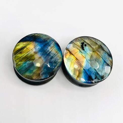 Labradorite Gemstone مزدوج الأذن مزدوج الأذن مقاييس Naga مقاييس الجسم الثقب 8g 3m إلى 2-1/8 "54mm (زوج من 1) (00g (10 مم)) in Saudi Arabia