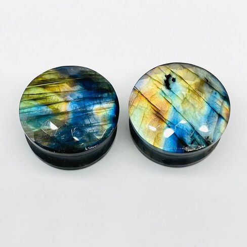 Labradorite Gemstone مزدوج الأذن مزدوج الأذن مقاييس Naga مقاييس الجسم الثقب 8g 3m إلى 2-1/8 "54mm (زوج من 1) (00g (10 مم)) in Saudi Arabia