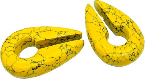 Body Piercing Jewelry Yellow Turquoise Crystal Naga Ear Weights Hangers Keyhole Gauges 2g (6mm) to 00g (10mm) Customized Size & Wholesale Also Available (2g (6mm)) in Saudi Arabia