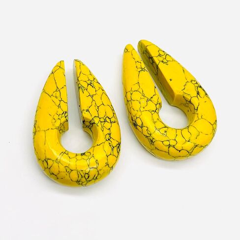 Body Piercing Jewelry Yellow Turquoise Crystal Naga Ear Weights Hangers Keyhole Gauges 2g (6mm) to 00g (10mm) Customized Size & Wholesale Also Available (2g (6mm)) in Saudi Arabia