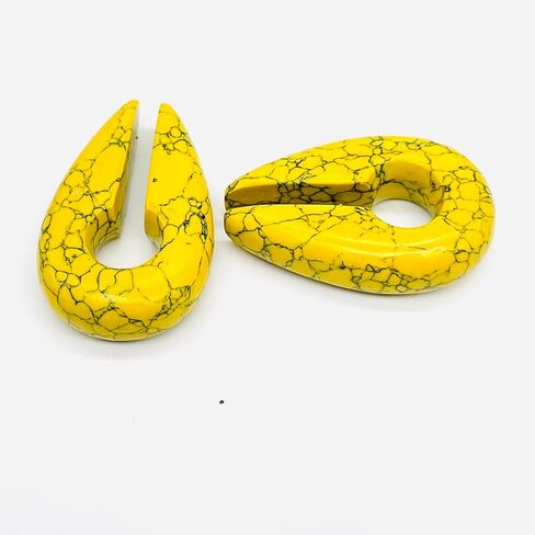 Body Piercing Jewelry Yellow Turquoise Crystal Naga Ear Weights Hangers Keyhole Gauges 2g (6mm) to 00g (10mm) Customized Size & Wholesale Also Available (2g (6mm)) in Saudi Arabia