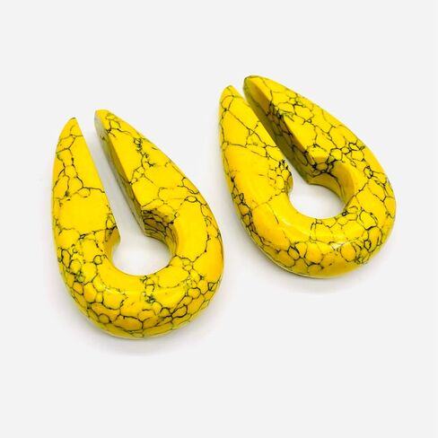 Body Piercing Jewelry Yellow Turquoise Crystal Naga Ear Weights Hangers Keyhole Gauges 2g (6mm) to 00g (10mm) Customized Size & Wholesale Also Available (2g (6mm)) in Saudi Arabia