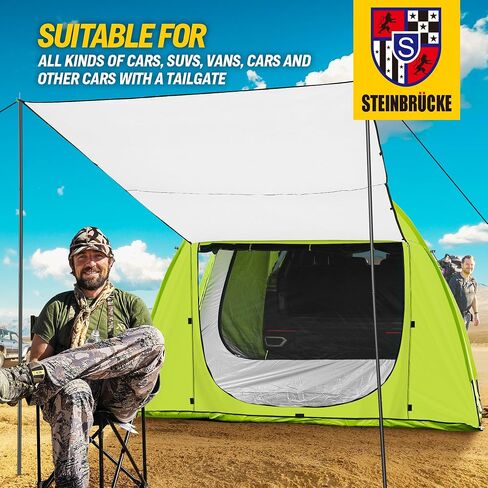 Versatile SUV Camping Tent with Spacious Awning, 4000mm Waterproof Car Shelter, Sleeps Up to 4 People - Essential Camping Accessories, Easy Setup for Backpacking, Travel, Hiking, Outdoor (Blue) in Saudi Arabia