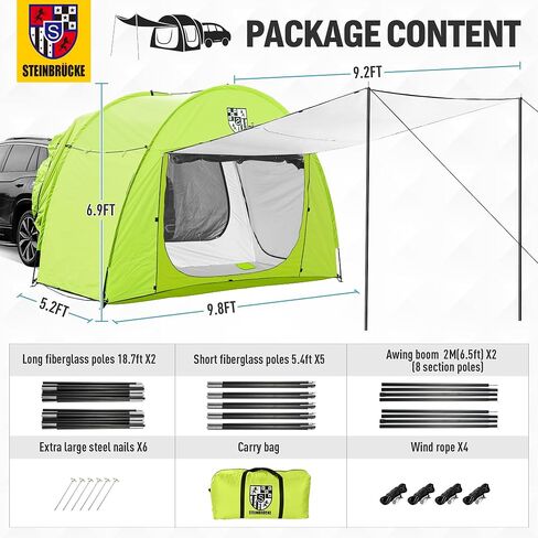 Versatile SUV Camping Tent with Spacious Awning, 4000mm Waterproof Car Shelter, Sleeps Up to 4 People - Essential Camping Accessories, Easy Setup for Backpacking, Travel, Hiking, Outdoor (Blue) in Saudi Arabia