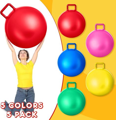 Lewtemi 5 PCS Hopper Ball Games Outdoor Mames Jumping Hopping Collating Colling Ball مع مقبض ومضخة الهواء للبالغين الرياضة في الملعب الرياضي. in Kuwait