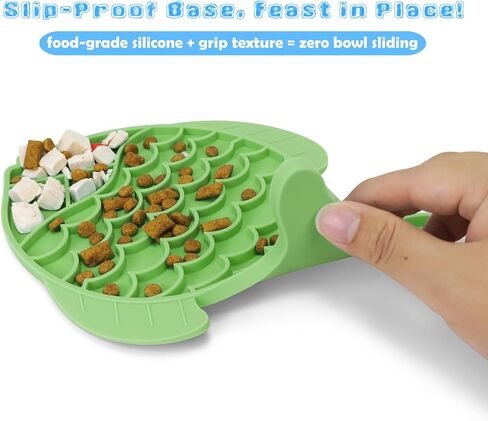 2 Pack Slow Feeder Cat Bowls, Fish-Shaped Silicone Puzzle Kitten Puppy Dog Feeders Non-Slip Design Lick Mat for Healthy Eatting,Treats Boredom Anxiety Reduction Reducer [Blue,Green] in Saudi Arabia