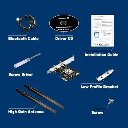 WiFi 7 PCIE Card 9.3Gbps 802.11BE WiFi 6E Card with Bluetooth 5.4 Tri-Band 4K QAM 320MHz WiFi 7 BE200 Inside Wireless Network Adapter for PC Desktop Supports Windows 10/11 64bit in Saudi Arabia
