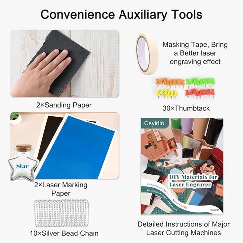 Csyidio 220 PCS Engraving Material Box, DIY Materials Apply to All Laser Engravers with Instructions, Laser Engraving Supplies Including Acrylic Sheet, Metal Materials, Wood Materials in Kuwait