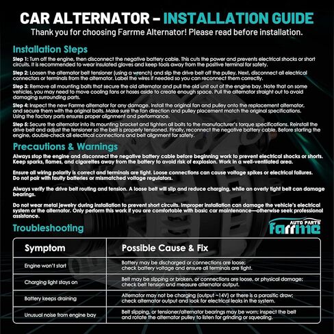 11099 Car Alternator 12V 130 Amp, 6-Groove Pulley Fit for Honda Odyssey 07, Pilot 07-08, Ridgeline/Acura TL 06-08, MDX, RL 3.2L 3.5L 3.7L Automotive Replacement Alternators 11151 31100-RDJ-A01 in Kuwait