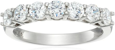 Amazon Collection Yellow Gold-Plated Sterling Silver Infinite Elements Cubic Zirconia 7-Stone Round-Cut Ring, Size 6 in Saudi Arabia