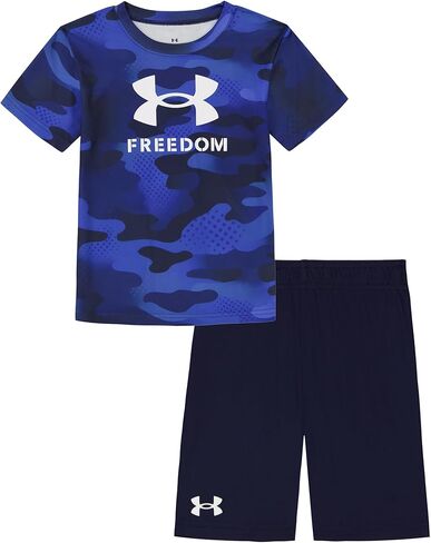 Under Armour Boys Outdoor Set, Cohesive Pants & Top Tshirt And Short Set, Red Freedom Flag, 7 US in Saudi Arabia
