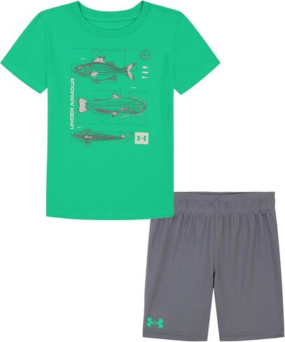 Under Armour Boys Outdoor Set, Cohesive Pants & Top Tshirt And Short Set, Red Freedom Flag, 7 US in Saudi Arabia