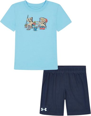 Under Armour Boys Outdoor Set, Cohesive Pants & Top Tshirt And Short Set, Red Freedom Flag, 7 US in Saudi Arabia